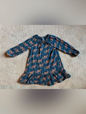 Tea Collection Drop-Waist Long-Sleeved Cheetah Dress